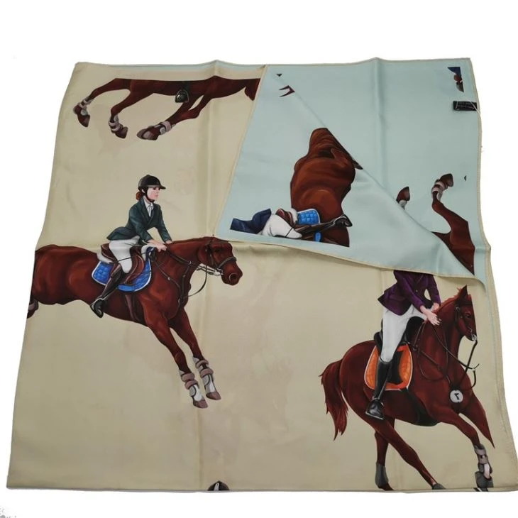 Custom Digital Printed Double Sided Square Silk Scarf